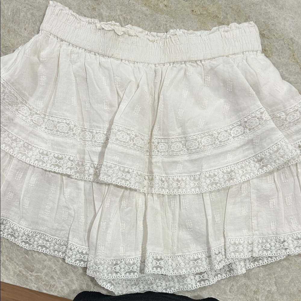 Altar'd State White Tiered Lace Skirt